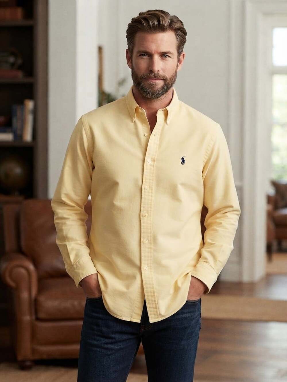 Ralph Lauren Vintage Blaire Shirt Size M Yellow Cotton
